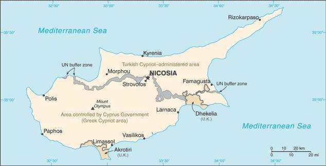 Map of Akrotiri and Dhekelia