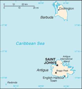 Map of Antigua and Barbuda