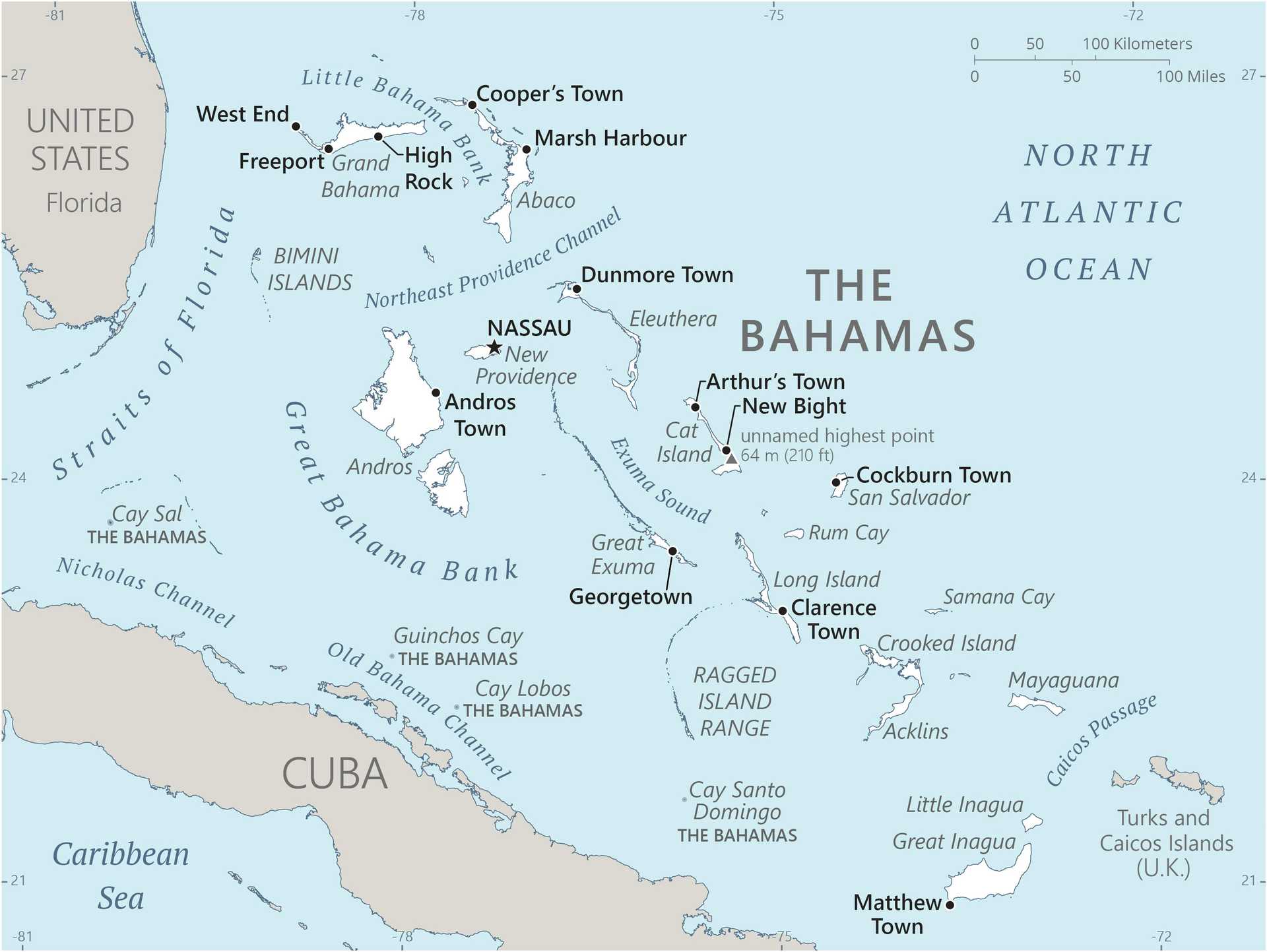 Map of Bahamas, The