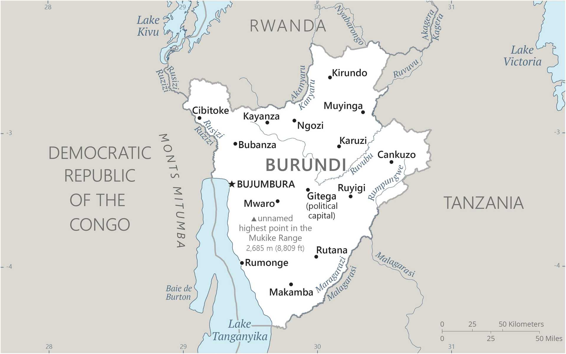 Map of Burundi