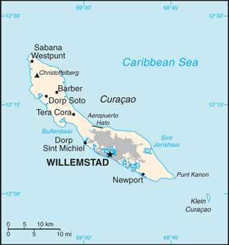 Map of Curacao