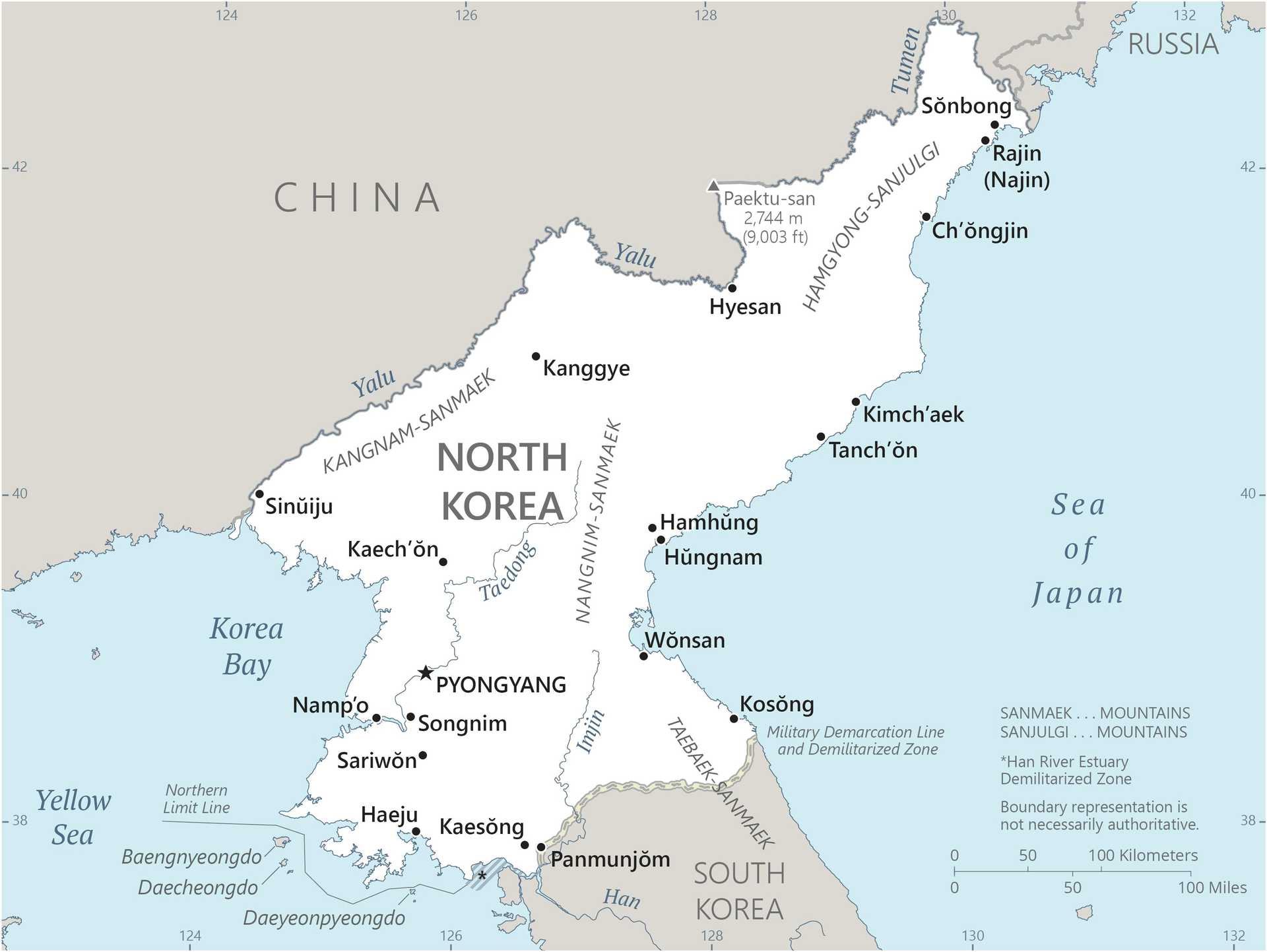 Map of Korea, North