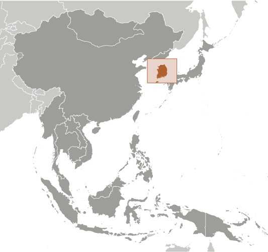 Locator map of Korea, South