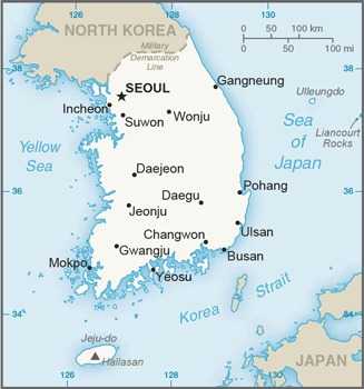 Map of Korea, South