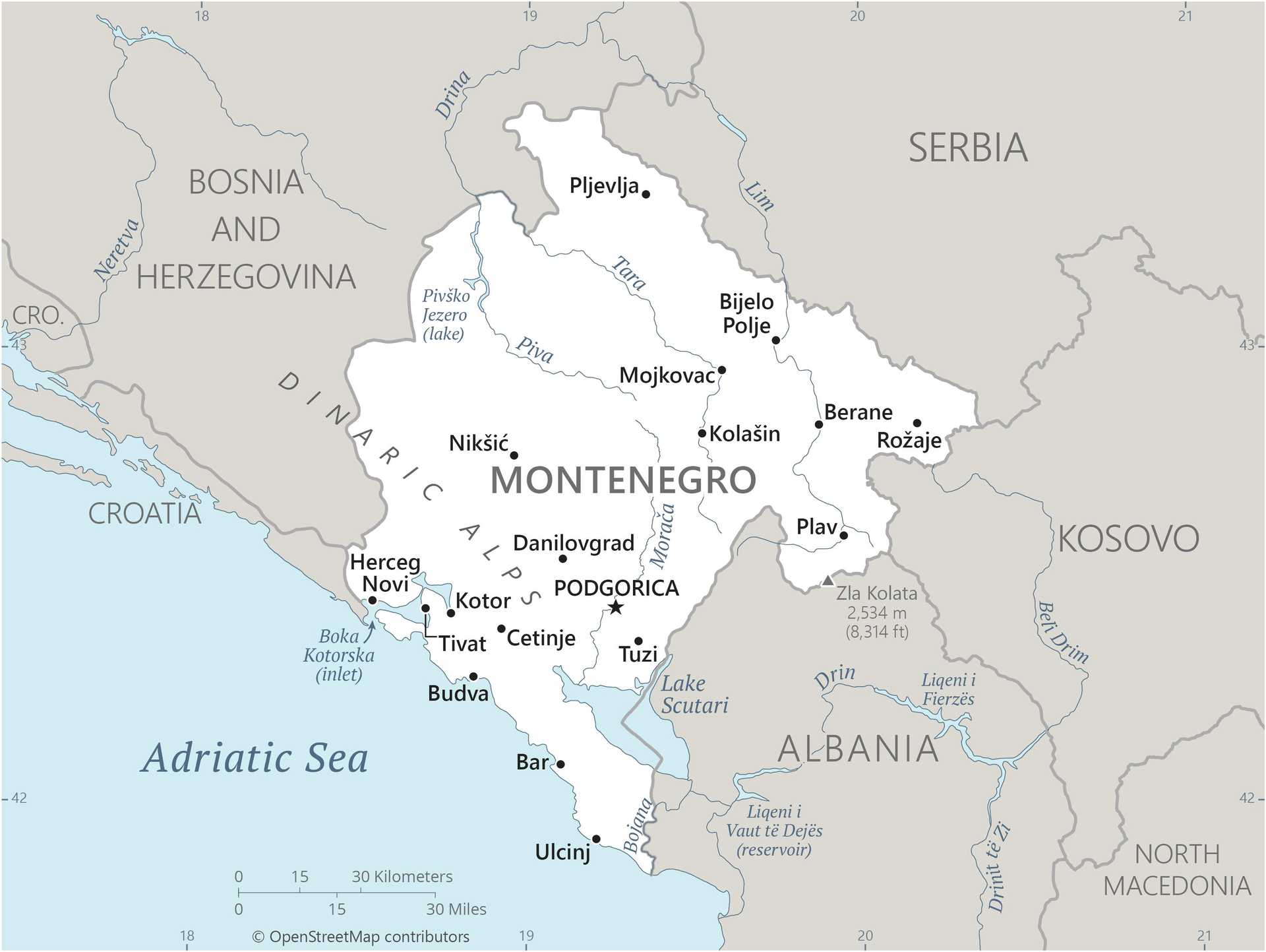 Map of Montenegro