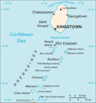 Map of Saint Vincent and the Grenadines