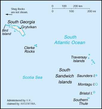 Map of South Georgia and South Sandwich Islands