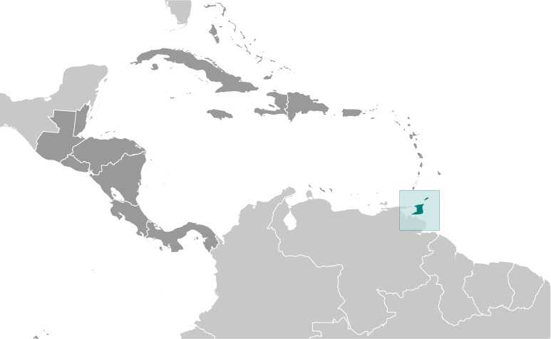 Locator map of Trinidad and Tobago