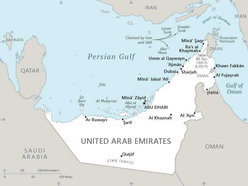 Map of United Arab Emirates