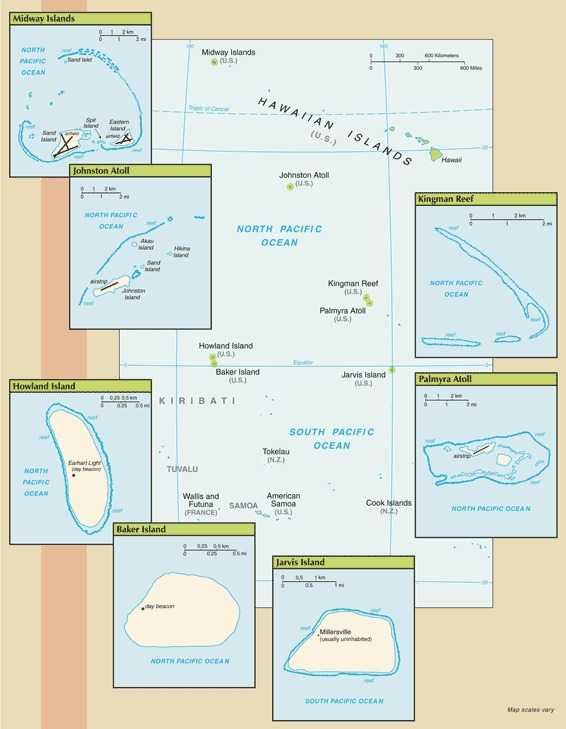 Map of United States Pacific Island Wildlife Refuges