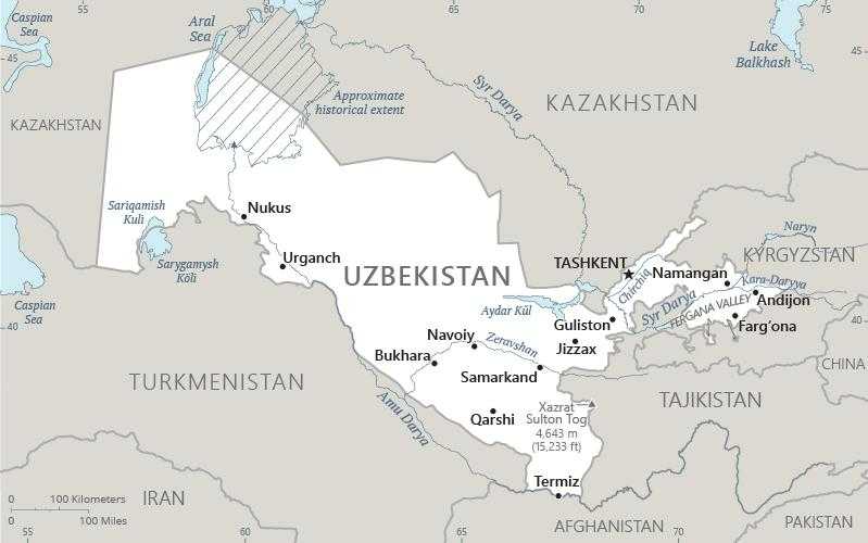 Map of Uzbekistan